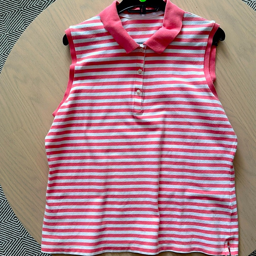 CUTE VINTAGE DOCKER POLO STRIPES WITHE AND PINK.